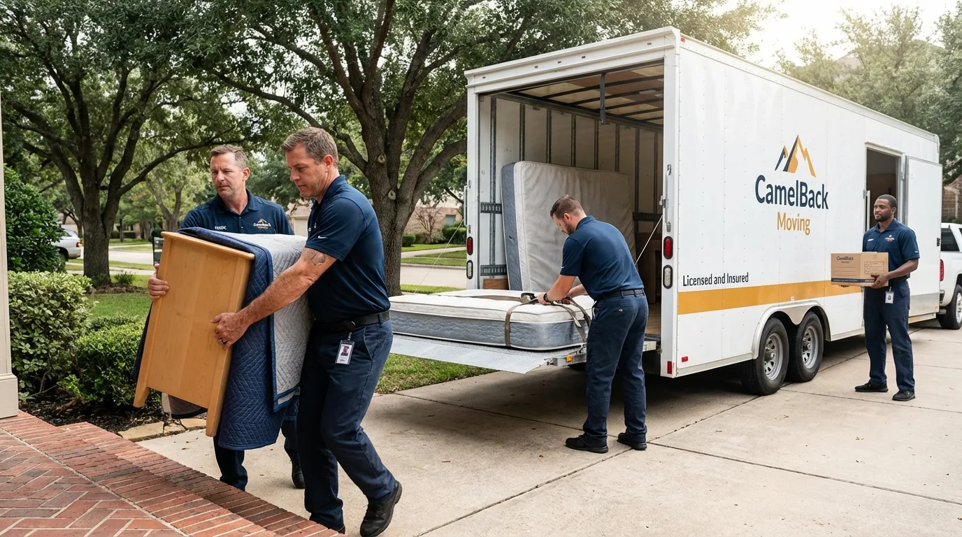 Crew loading residential truck for cross-state move from Castle Rock, WA