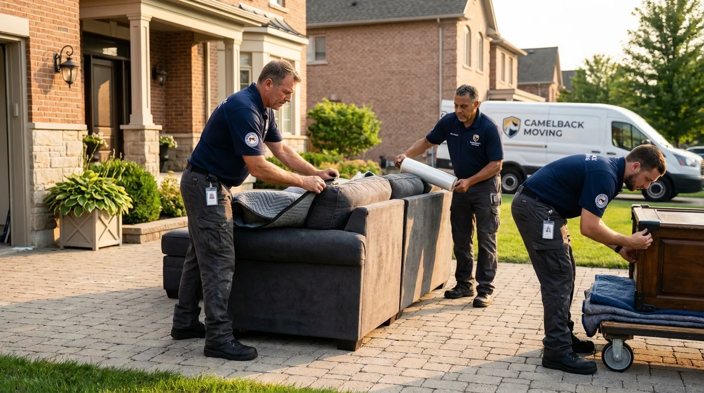 Large estate moving crew wrapping furniture in Castle Rock, WA