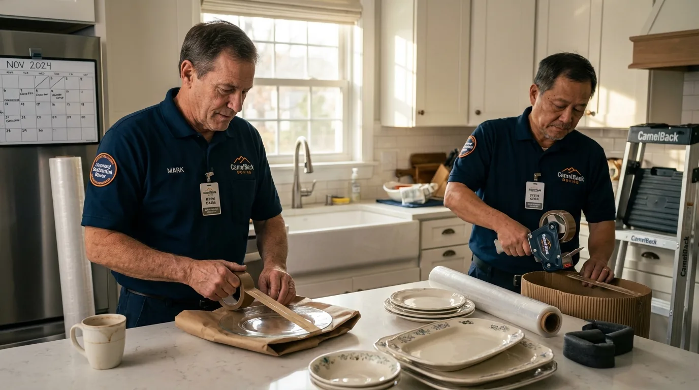Professional crew packing kitchen dishware in Castle Rock, WA